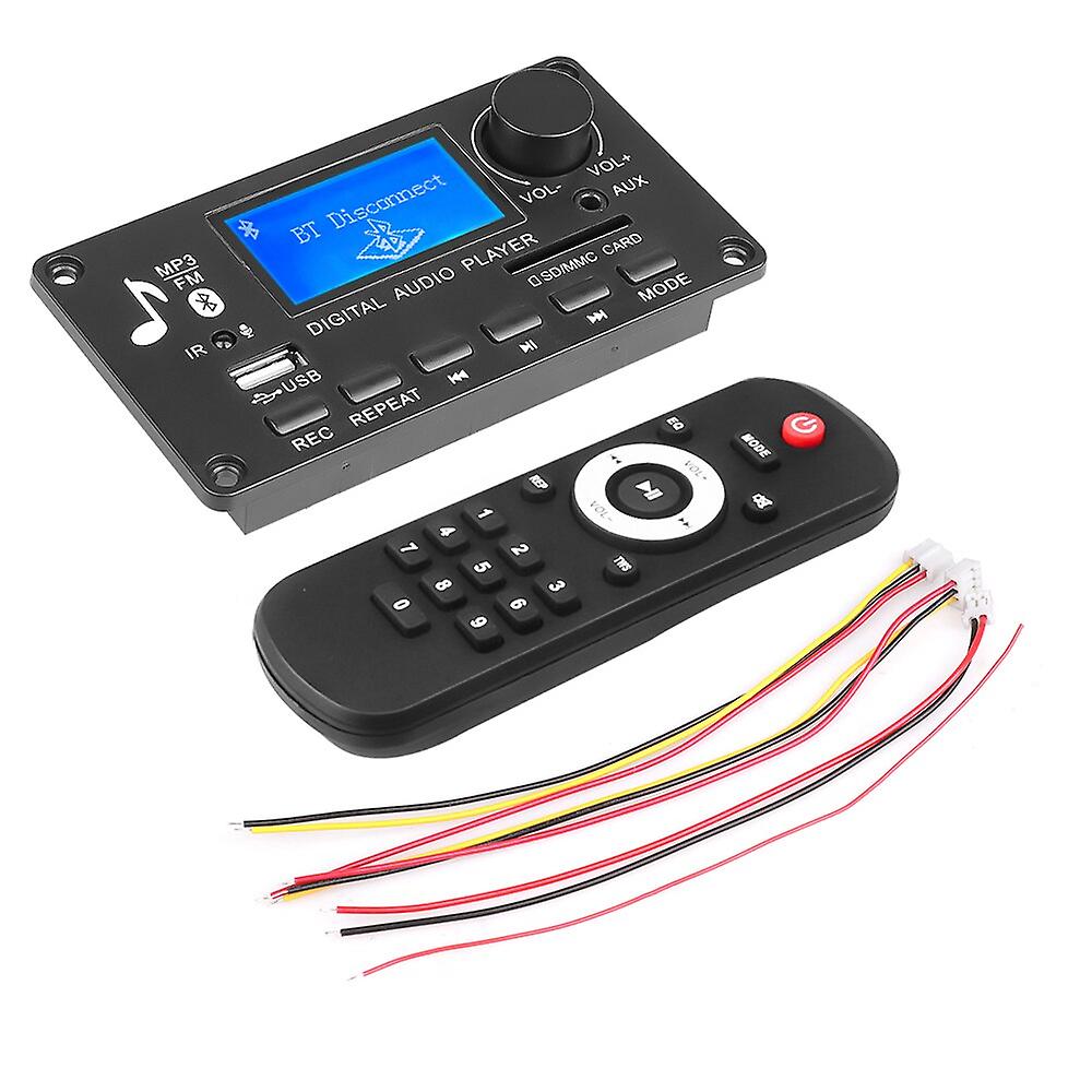 12V Lcd Bluetooth V5.0 Mp3 Decoder Board Wav Wma Decoding Mp3 Player Audio Module Support Fm Radio Aux Usb With Lyrics Display
