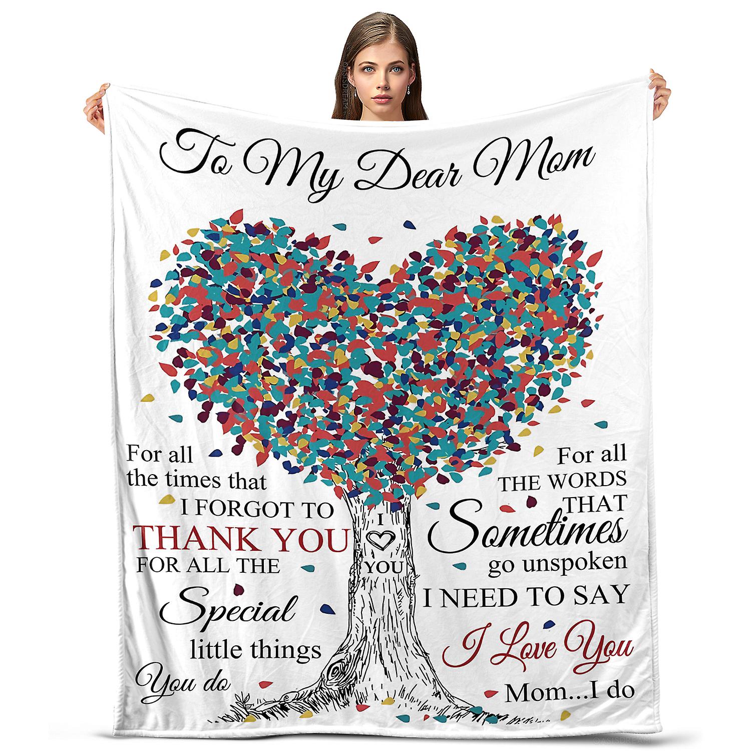Oasisdream To My Dear Mom Lightweight and Smooth Blanket with Thank You I Love You Print