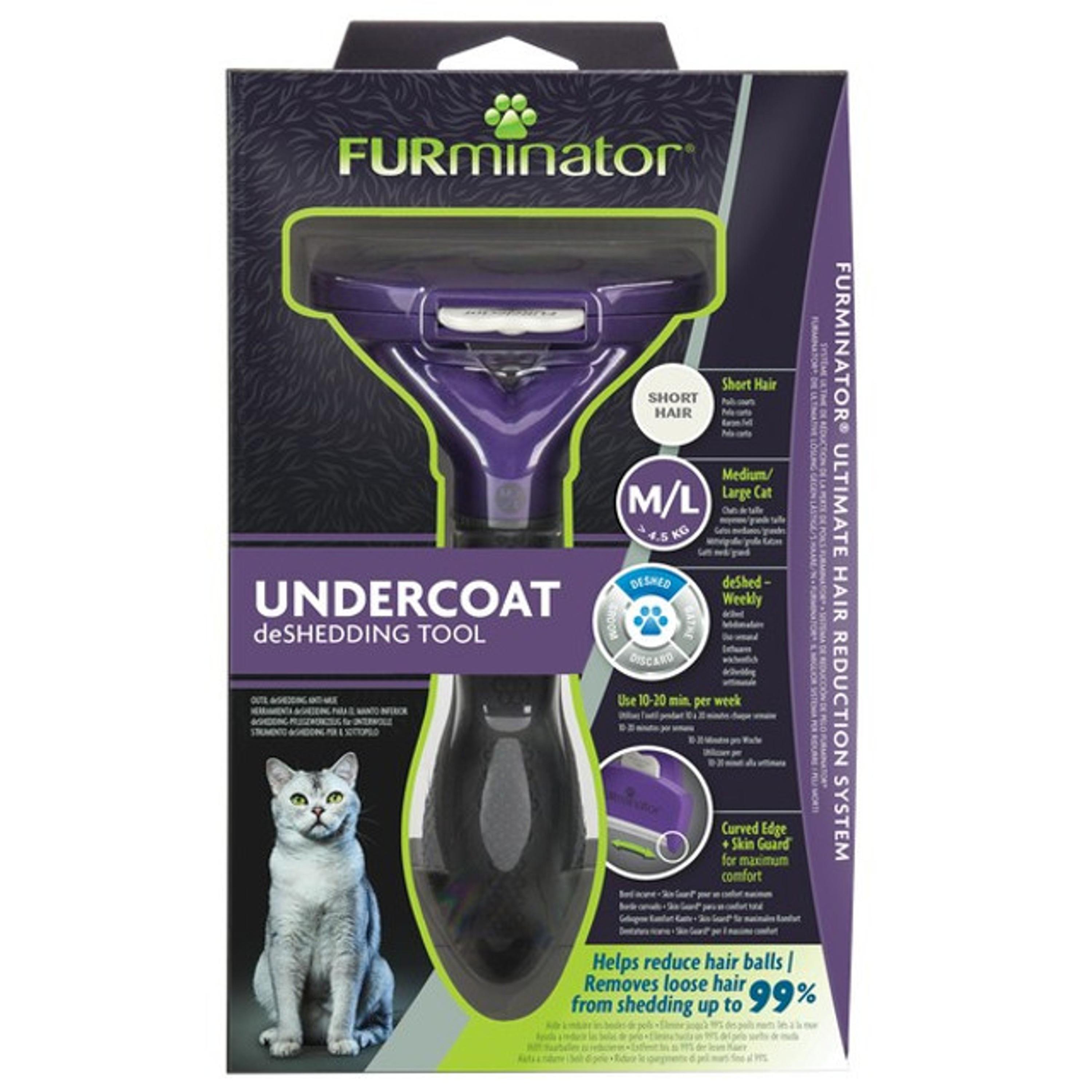 FURminator 中/大型长毛猫刷底毛脱毛工具