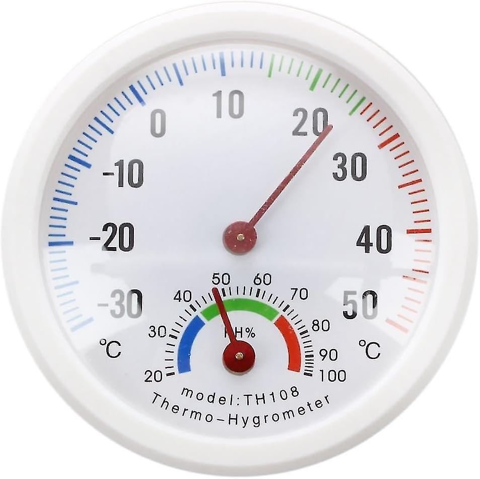 Thermometer, hygrometer, needle type round dial, tester, white outside and inside