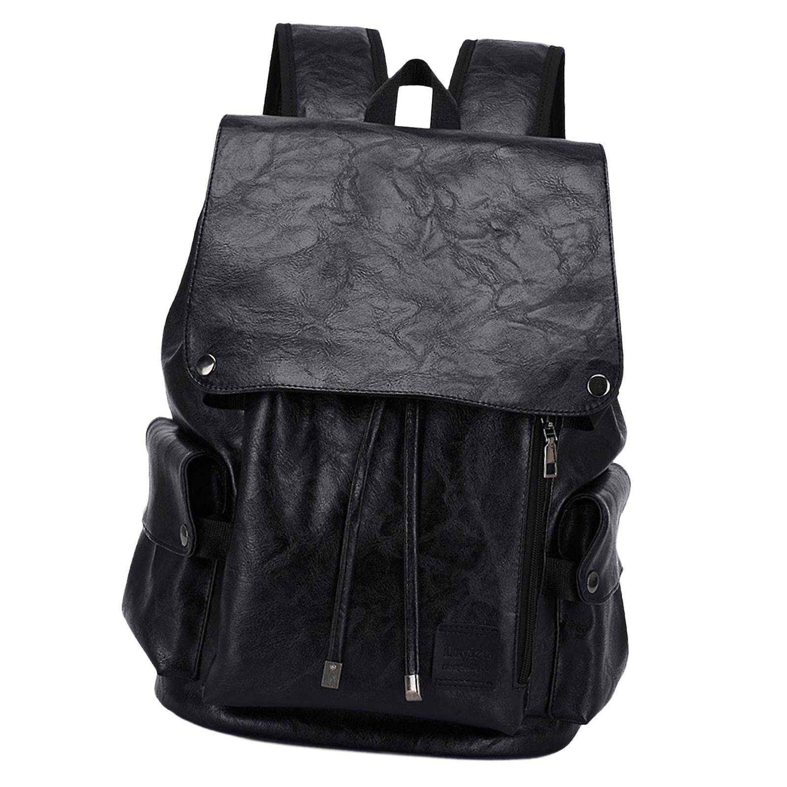 Laptop Backpack PU Leather Computer Backpack Bookbag Portable Men's Backpack