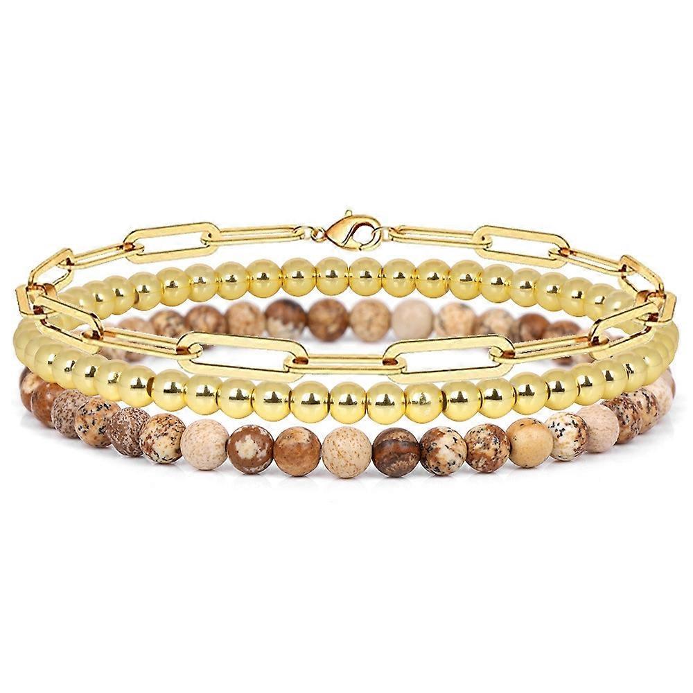 Bracelet Set-Painted Stone Trio-Artistic Expression