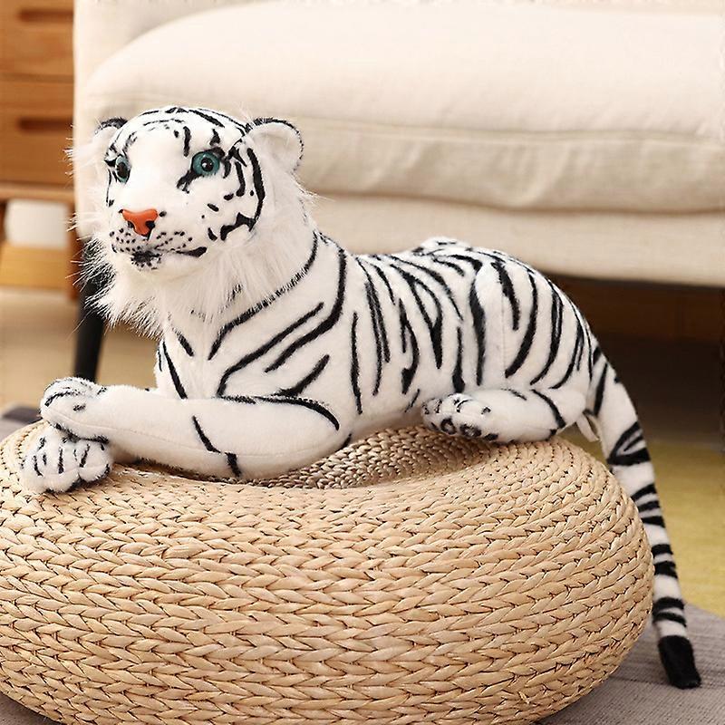 30-90CM Simulation Tiger Plush Toy Real Life White Brown Tiger