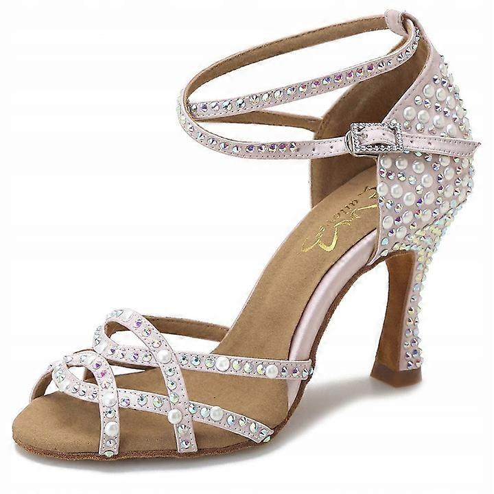 Kadın Latin Dans Ayakkabıları Yüksek Topuklu Yumuşak Rahat Kare Dans Ayakkabıları Yumuşak Alt Dans Ayakkabıları