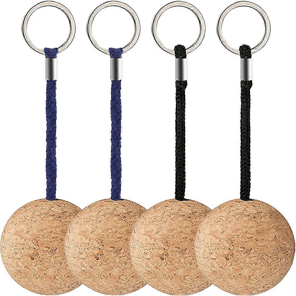 4Pcs Floating Wooden Ball Keyring Float Keychain for Boating Fishing Surfing Sailing