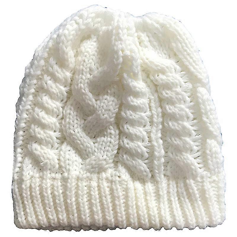 Ladies Beanie Messy High Bun Winter Pony Tail Beanie Hat Cap