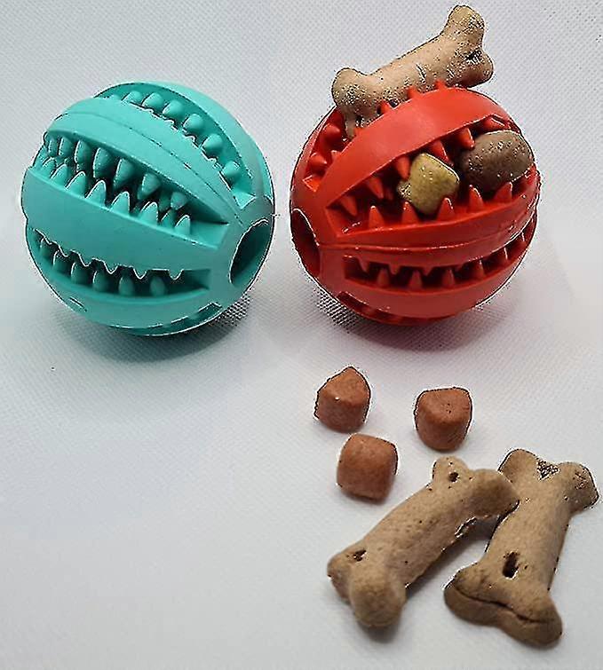 Dog Ball, Dental Care Function, Robust Chew Ball, Pack Of 2, With Mint, Chew Toy Made Of Natural Rub
