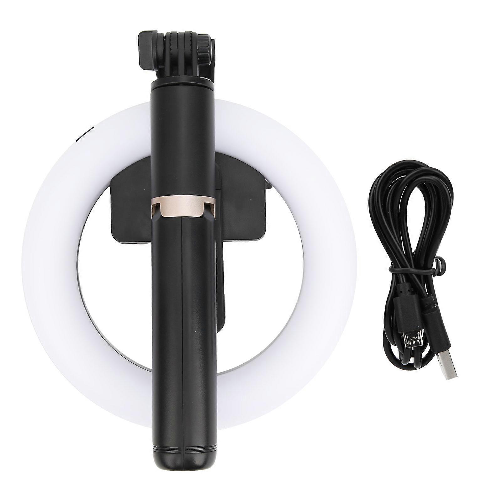 Wireless Bluetooth Selfie Ring Fill Light Mini Extendable Selfie Stick Tripod Black