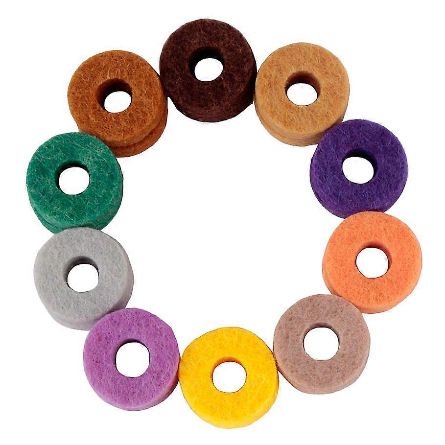 10Pcs/ Pack Cymbal Stand Felt Washer Pad Replacement Round Soft for Drum Set (Random Color )