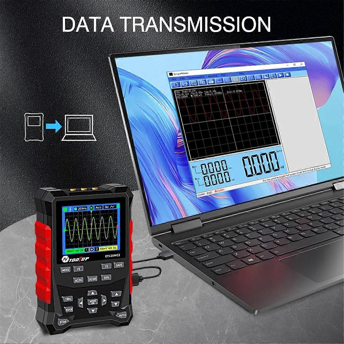 ET120MC2 120MHz Portable Smart Oscilloscope Dual Channel 500MSa/S Oscilloscope Data Storage for Home Repair B
