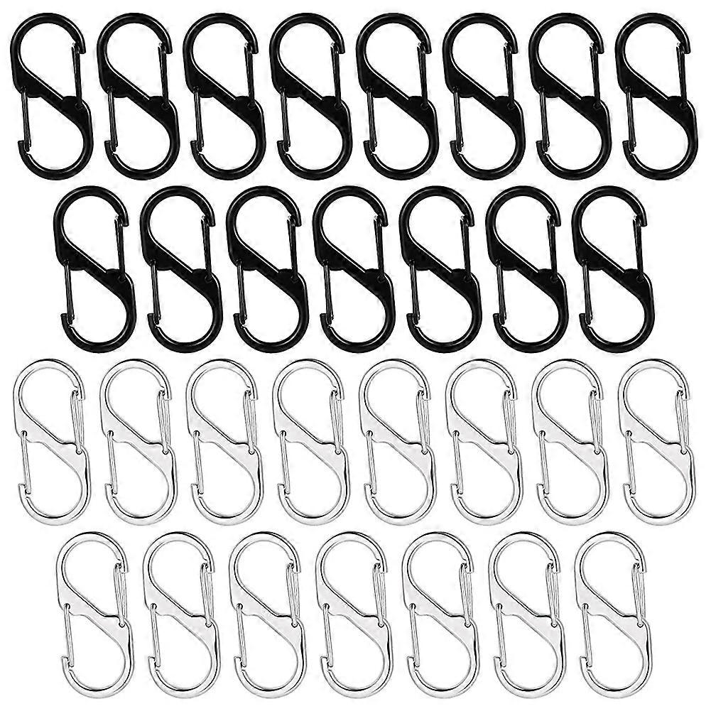 30PCS S-Shaped Carabiner,Small Ultra Multi-Functional Keychain for Outdoor Camping Fishing Travel C