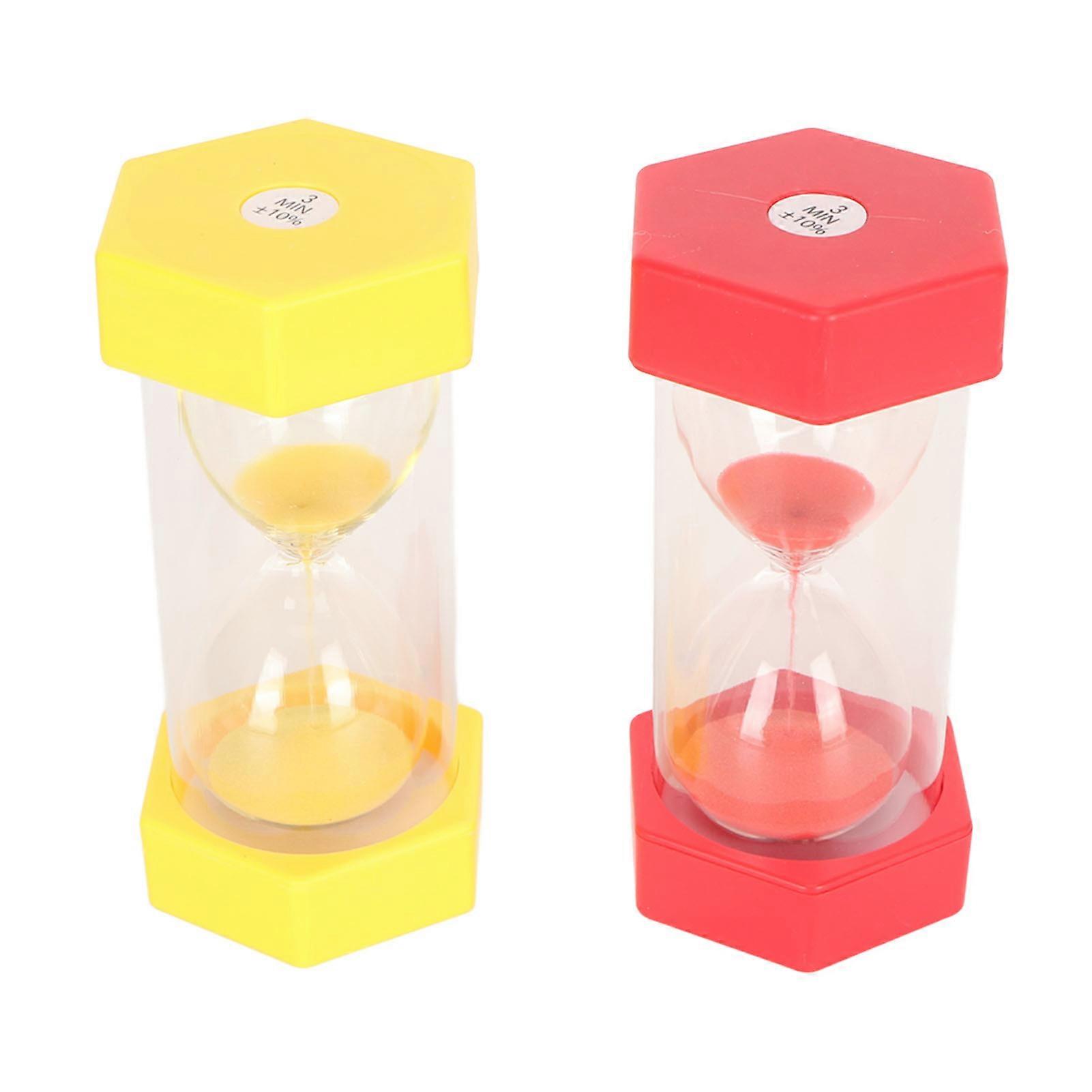 2pcs Hexagonal Hourglass 3 Minutes Sand Timer Plastic Sand Clock for Kids Games Classroom Kitchen