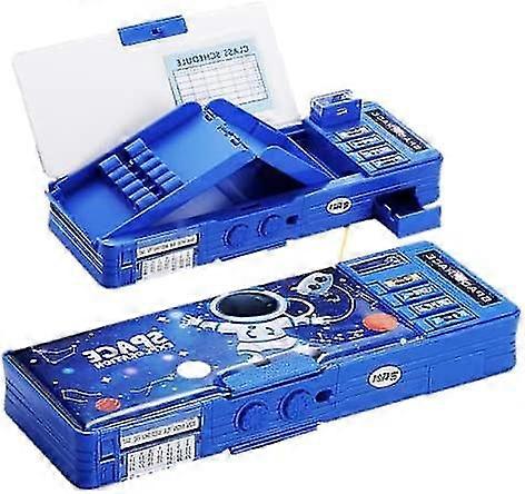 صندوق قلم رصاص متعدد الوظائف (تصميم الفضاء) مع قفل مركب للهدية ، منظم المدرسة ، صندوق قلم رصاص ذو سعة كبيرة.1 انقر فوق تخزين منبثق للممحاة