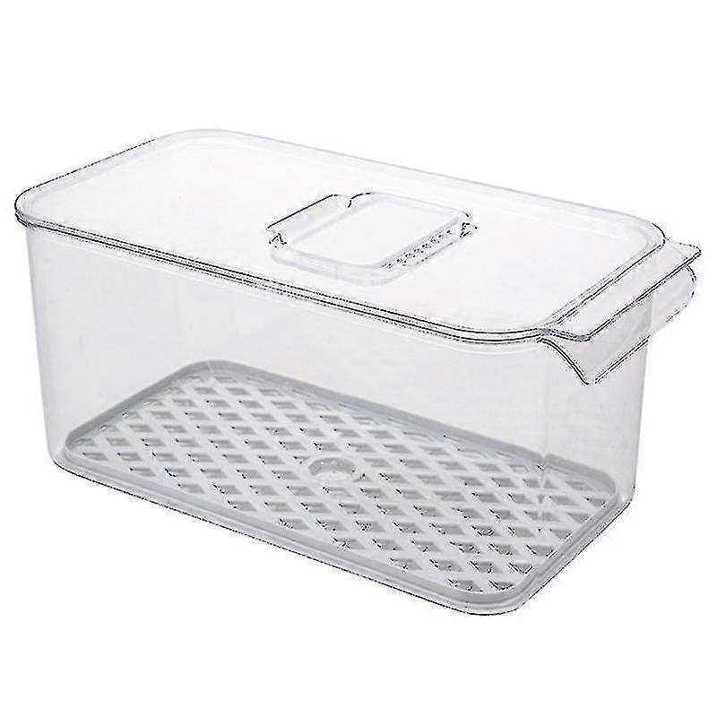 2pcs Refrigerator Storage Box Clear Containers With Lid Gray Bottom