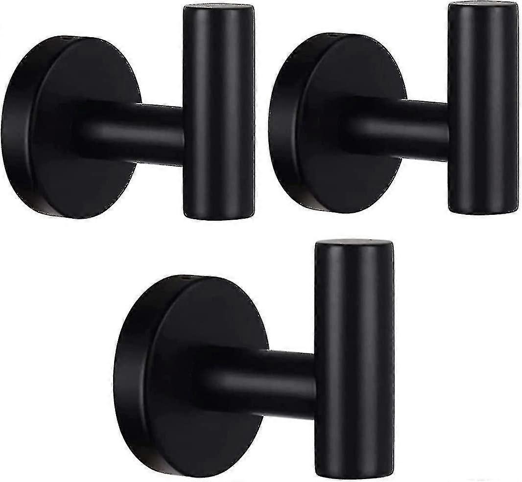 3 Pack Bathroom Towel Hooks, Matte Black Coat Hooks, Robe Hooks, Sus 304 Stainless