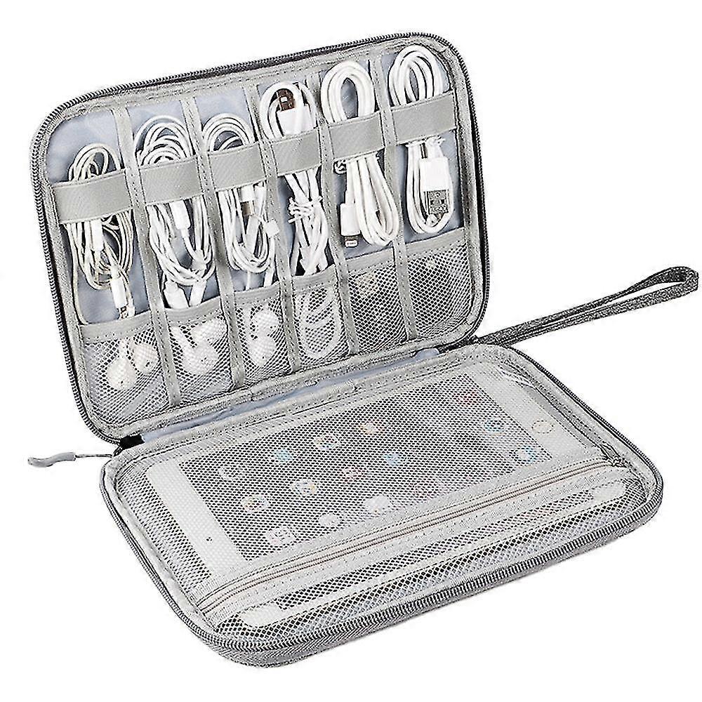 Small Travel Cable Storage Bag, Portable Electronic Accessories - Electronic Storage Bag,grey