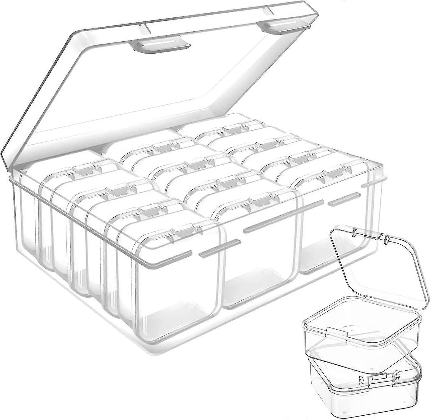 12pcs Mini Clear Plastic Beads Storage Box Small Empty Organizer Box With Hinged Lid For Storage Of Small Items, Jewelry,hardware,diy Art Craft Access