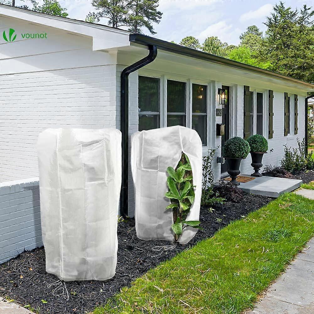 Set of 2 Winter Plant Covers with Drawstring and Zipper Polypropylene Winter Covers Reusable Plant Protection Covers Heavy Duty 120x180cm