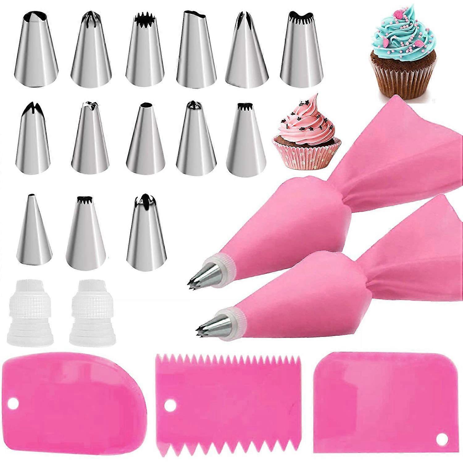 Pink 21-piece piping nozzle set