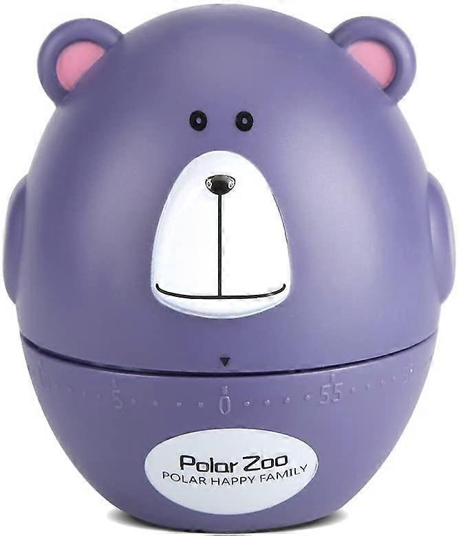 Kitchen Timer Mini Animal Timer Countdown Cooking Supplies 55-Minute Mechanical(#Purple Bear)