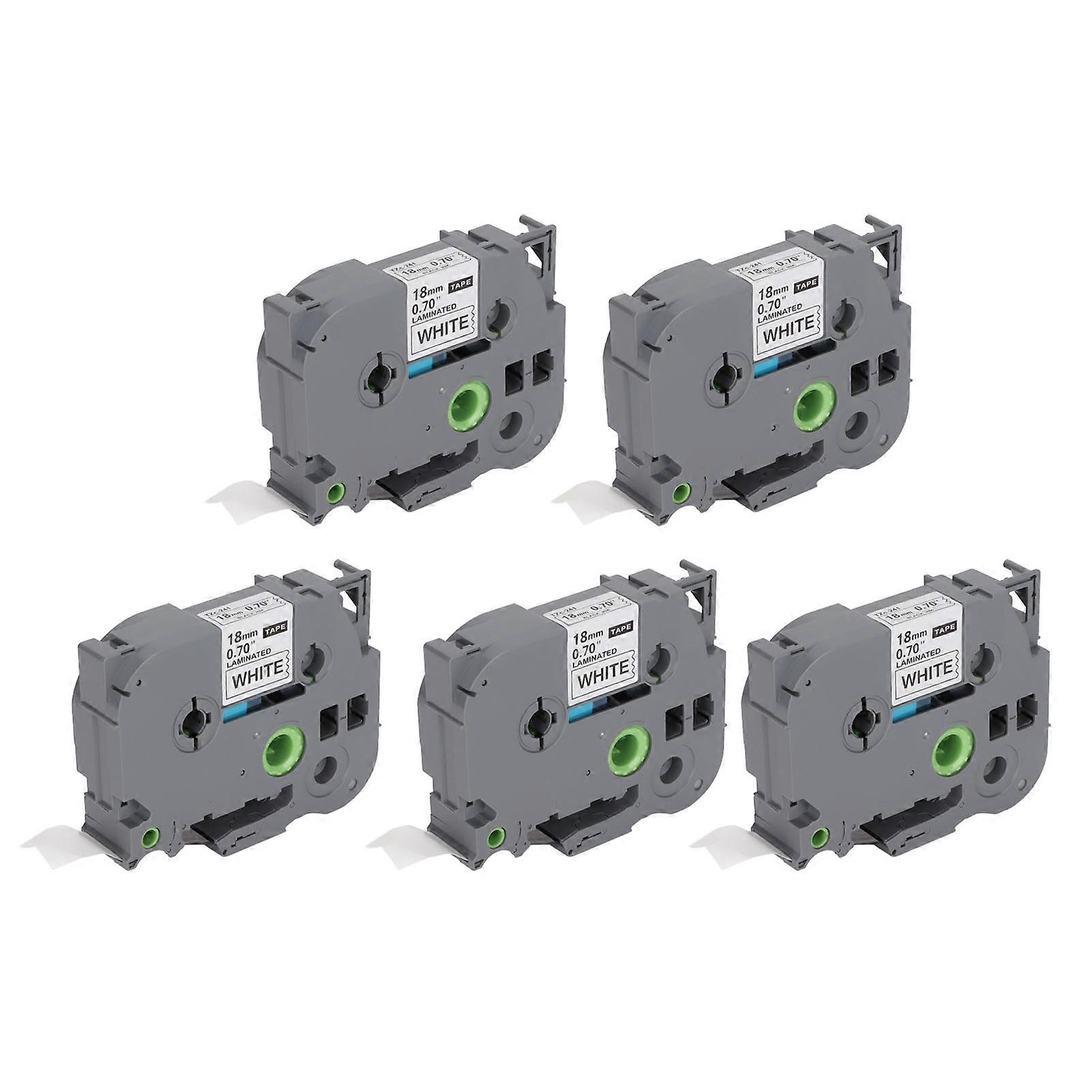 Label Maker Tape 18mm Width 8M Length Black On White Label Maker Refills for TZe 141 for TZe 241 for TZe 541 for TZe 641 White Box of 5 YEMMA