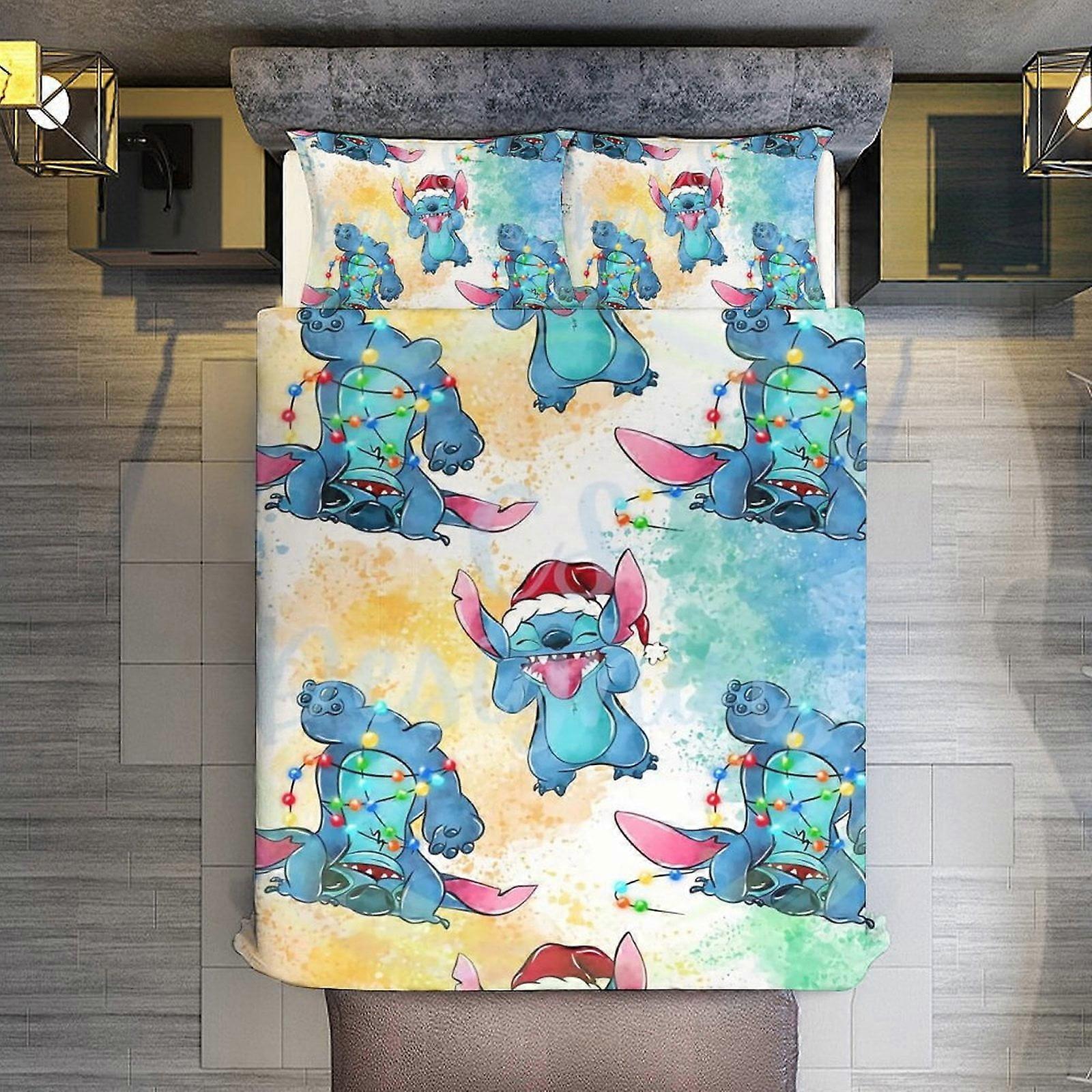 v3665 Lençóis de Cama Natal Animais Costura 3 Peças Conjunto de Capa de Edredom Tamanho Completo Super Macio Resistente ao Desbotamento Microfibra 1 Capa com Zíper e 2 P