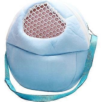 Pet Carrier Bag Hamster Breathable Outgoing Bag with Shoulder Strap for Hedgehog Sugar Glider Chinchilla Guinea Pig Squirrel (Blue)