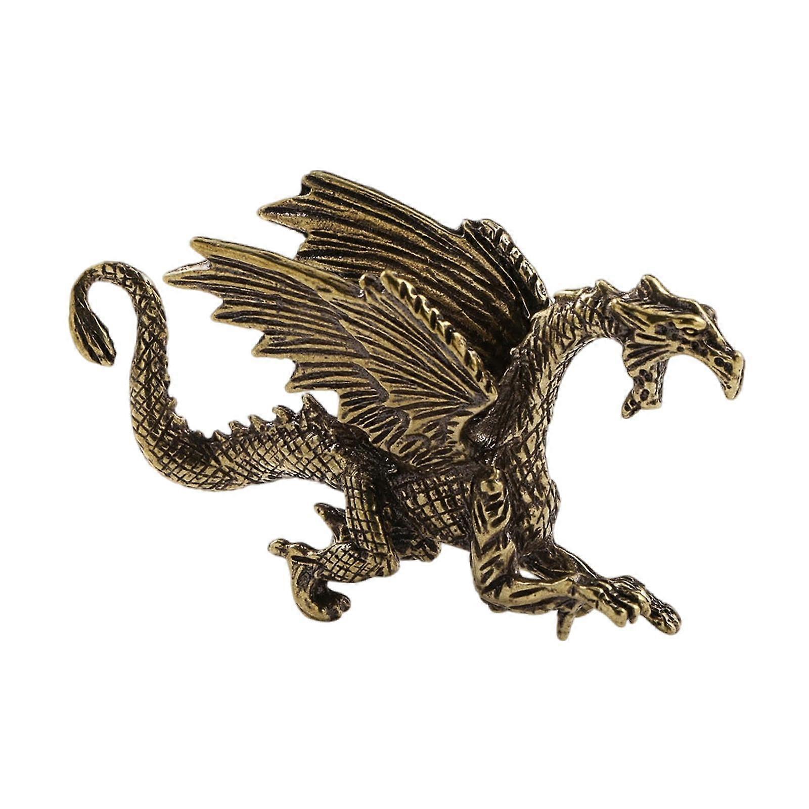 Copper Mini Dragon Sculpture with Wings for Side Table Collection Decorative