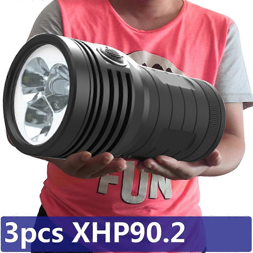 3pcs XHP90.2 The Most Brightes Led Flashlight 3 Mode Torch USB Rechargeable Built in 18650 Battery Powerbank Function Lantern
