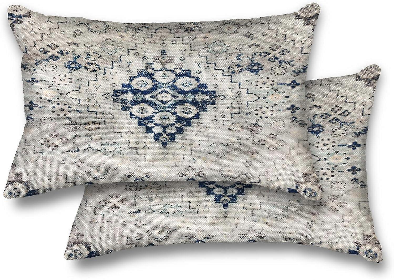 Linki Set of 2 Turkish Persian Boho Throw Pillow Cover Vintage Print Bohemian Chic Accent Cushion Ca