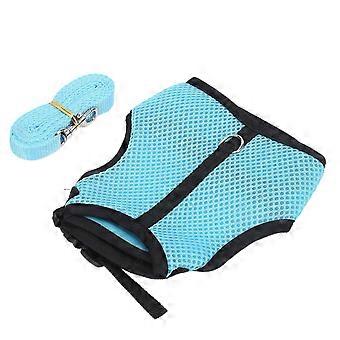 Adjustable Mini Pet Harness and Leash Set for Rabbits and Guinea Pigs in Light Blue Mesh