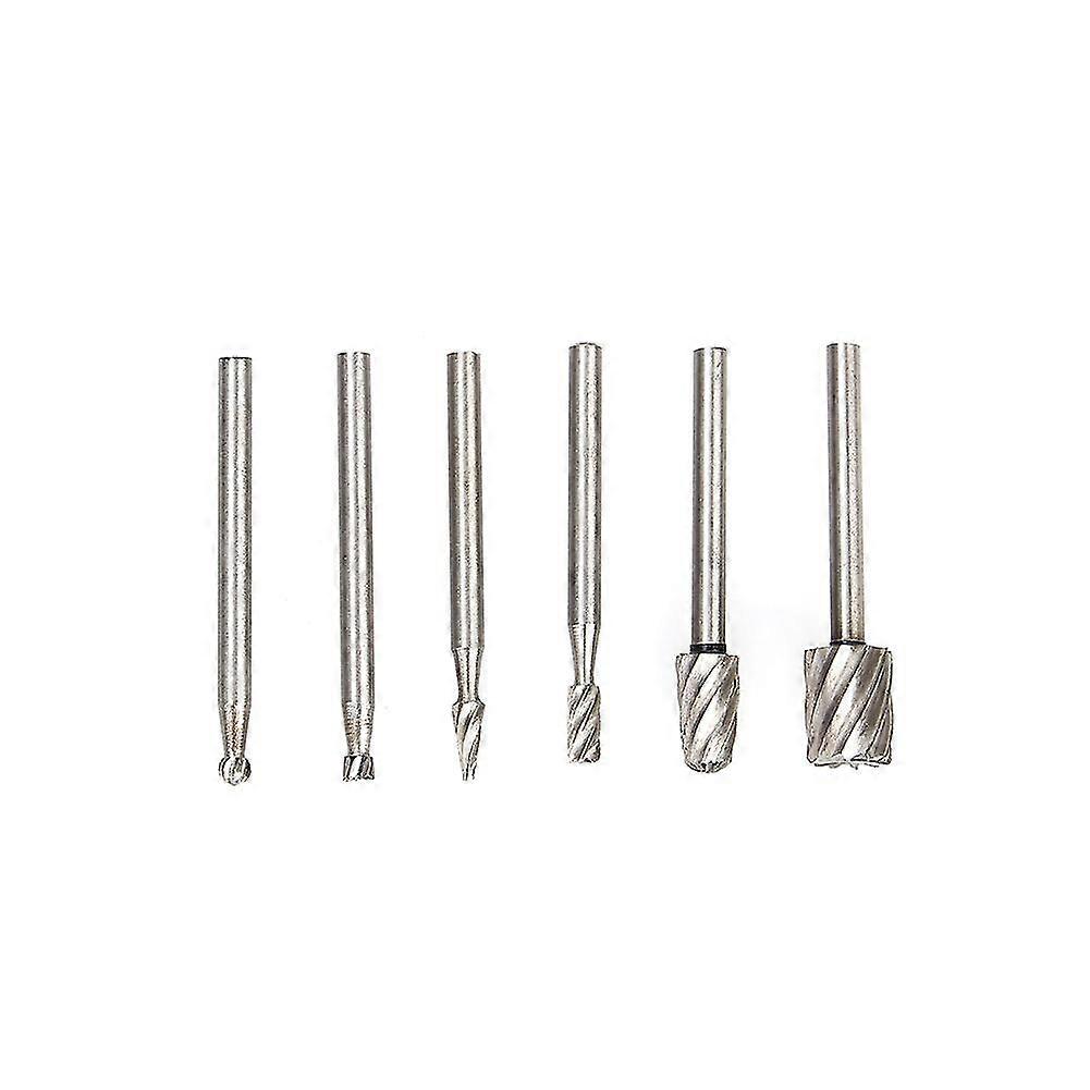 6pcs HSS Burr End Mill Cutter File Rotary Tool Router Bit Set 3.17mm-8mm Head
