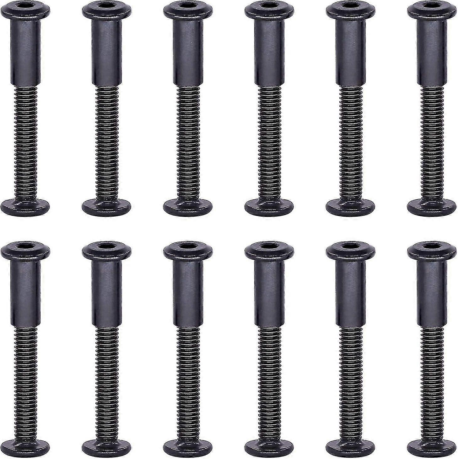 25pcs M6x50mm Acier au carbone Noir Hex Drive Socket Cap Boulons Barrel Nuts Kit d’assortiment avec 1pcs Allen Wrench, Poteau à vis Fit Pour Meubles Countsunk