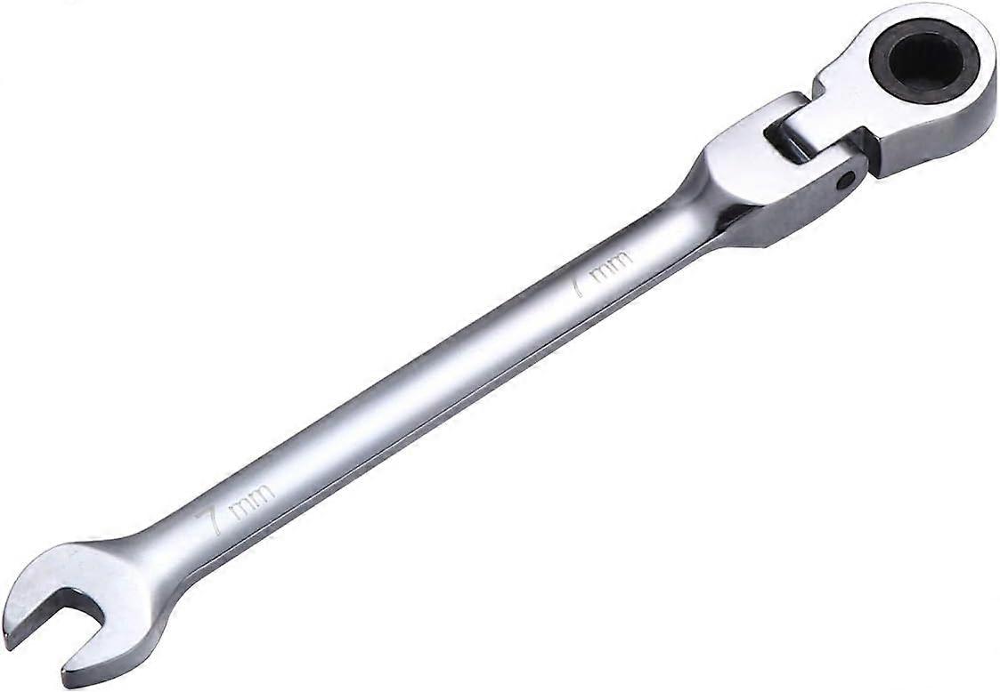 Double-headed ratchet wrench 180 degrees flexible rotating head adjustable combination of two-headed wrench (silver) (1pcs)