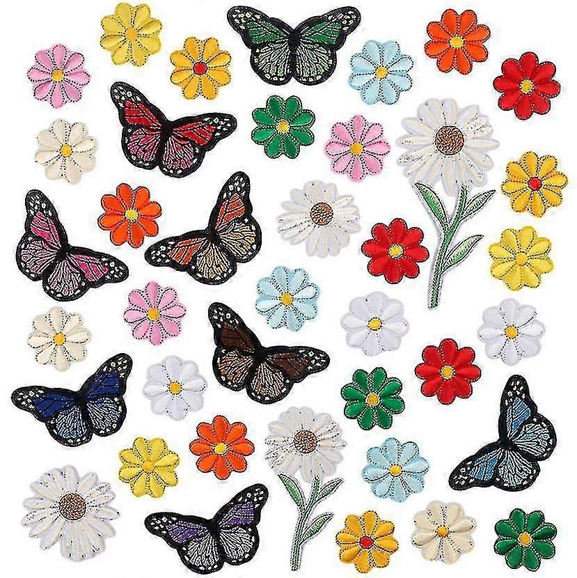 36stk Blomst Appliques Patches Strykejern Brodert Patche Blandet Color (Kui)