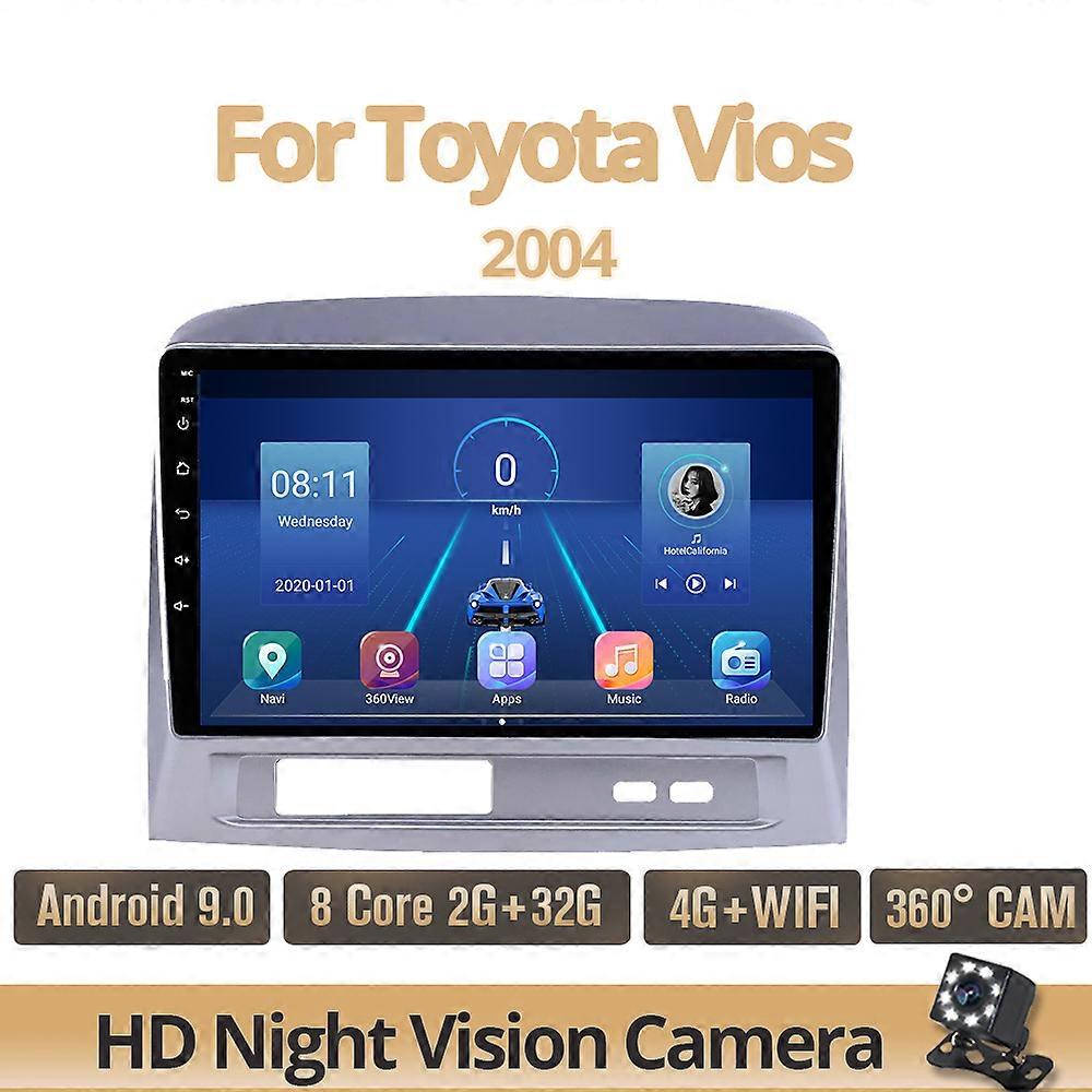 TIEBRO 2 Din Android 10.0 Car Radio For Toyota Vios 2004 Car Video Multimedia Player GPS Navigation NO 2Din DVD