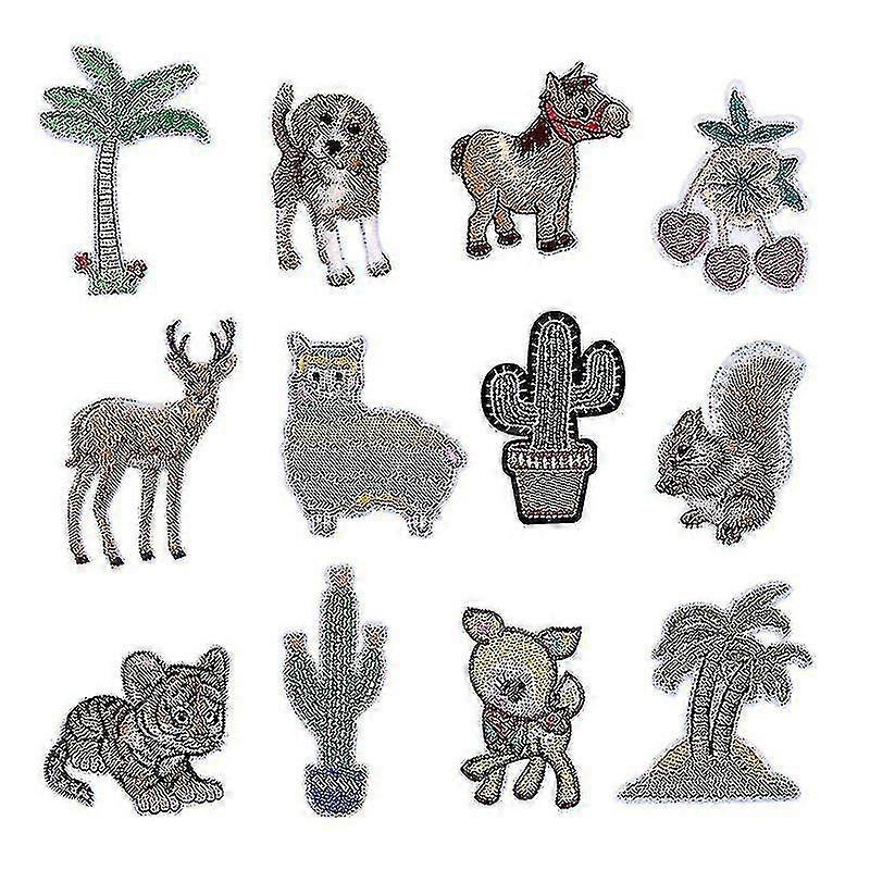 12pcs Cartoon Animal Cloth Patch Clothes Patches