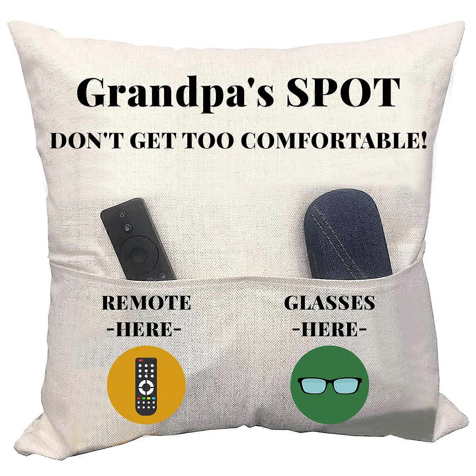 Creative remote control mobile phone storage pocket pillowcase linen sofa print pillowcase A