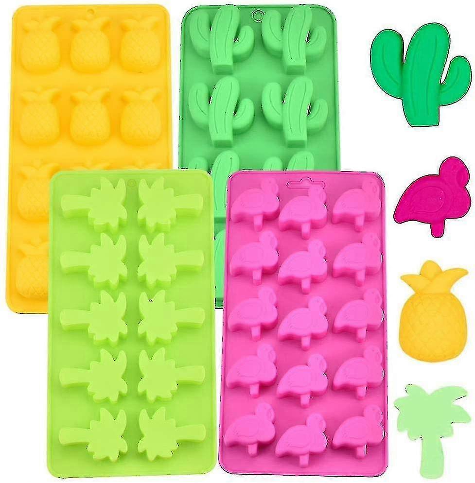 4 Pcs C S Silic Chocolate Molds Ice Cube Molds Cactus, O, Nut Tree And Pine Silic Molds