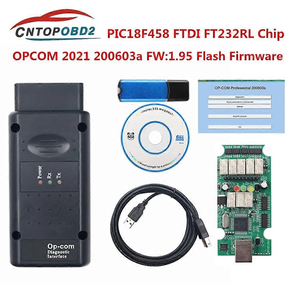 OPCOM 2021 200603a med FTDI FT232RQ-chip för Opel OBD2 diagnostisk skanner fram till 2021 OBD2 CAN-BUS-kodläsare Återställ omprogrammering