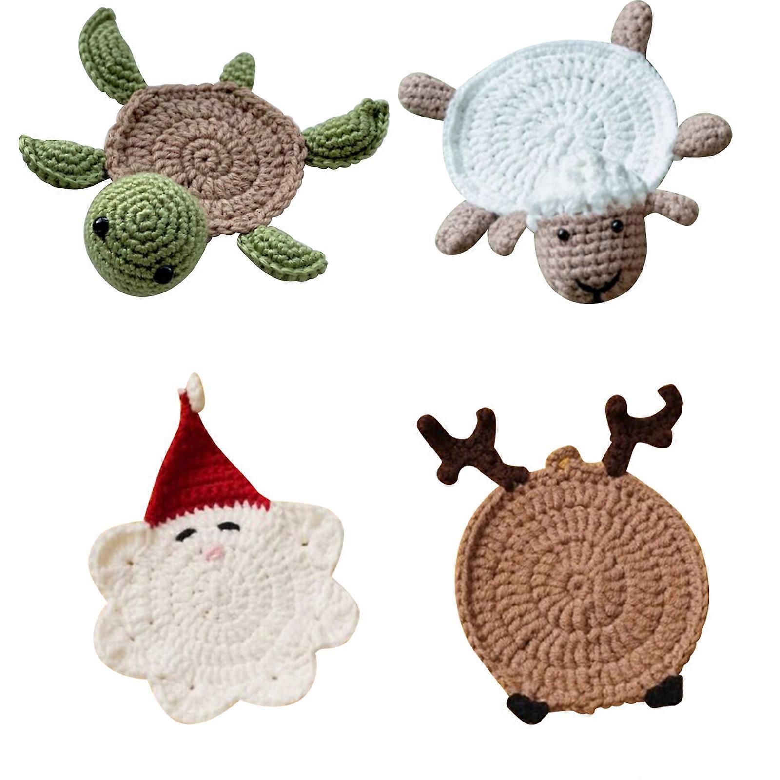 Handgjorda Turtle Coasters Söt Virkad Väv Drink Coaster Set