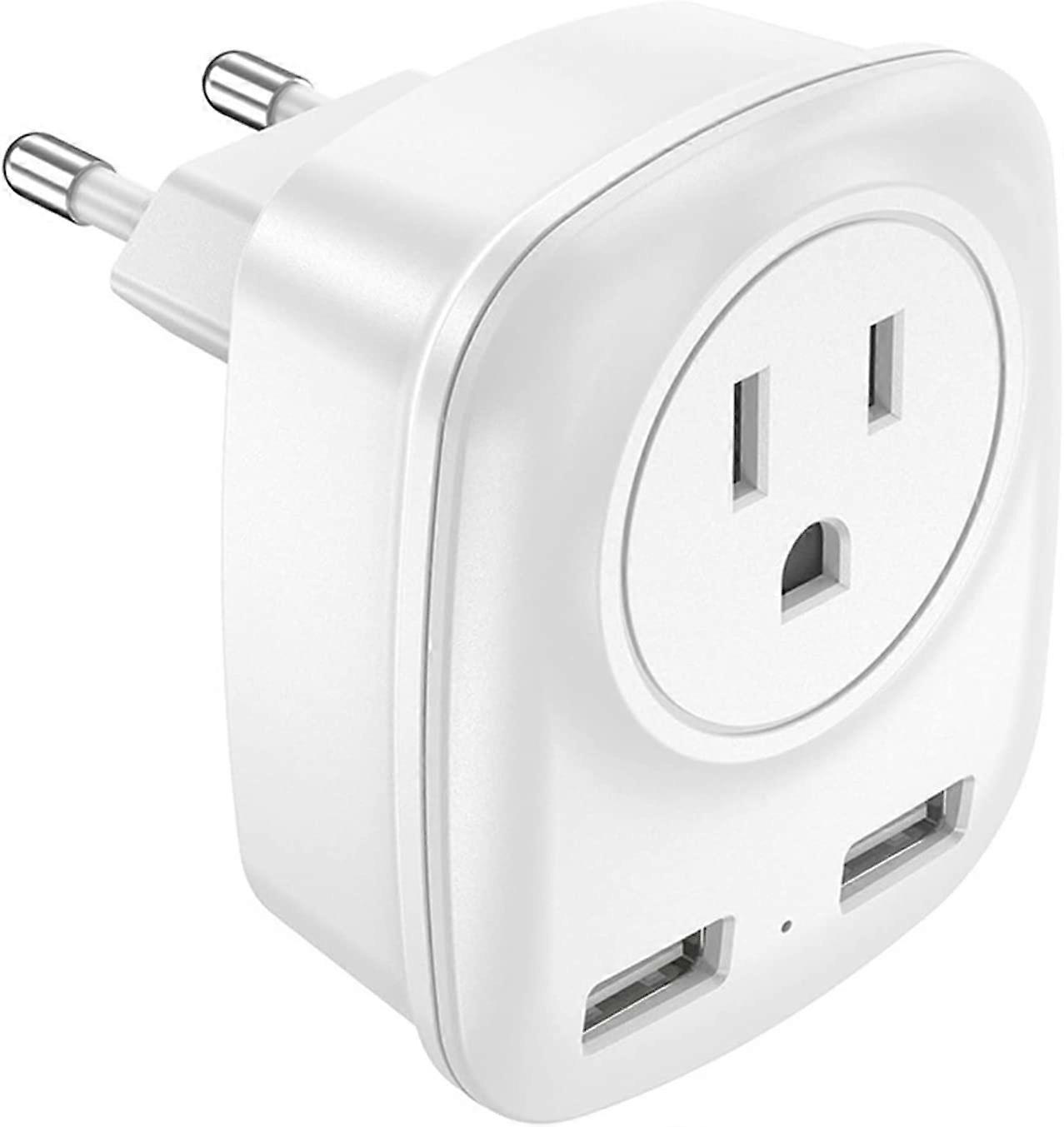 European Travel Plug Adapter with 2 USB, Multifunctional Conversion Plug European Plug Adapter