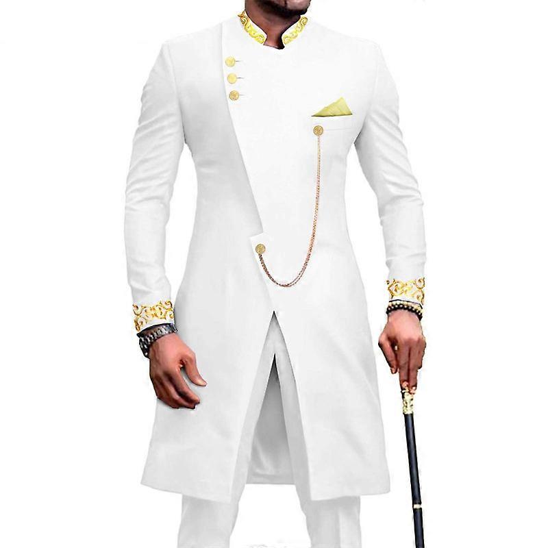 African Suit for Men Dashiki Embroidery Jackets and Pants 2 Piece with Kerchief