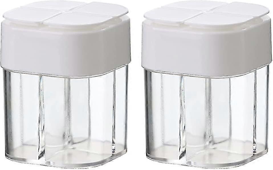 2 Pieces 4 In 1 Plastic Salt And Pepper Shaker 4 Grids Empty Spice Dispenser