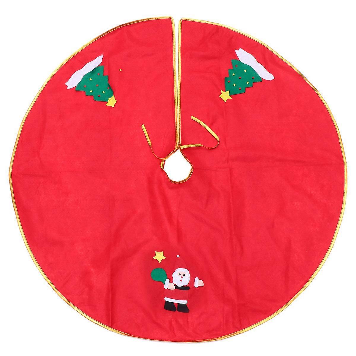 1PC 90cm Christmas Tree Apron Festive Christmas Tree Skirt Xmas Tree Base Wrap Christmas Party Decoration (Random Style)