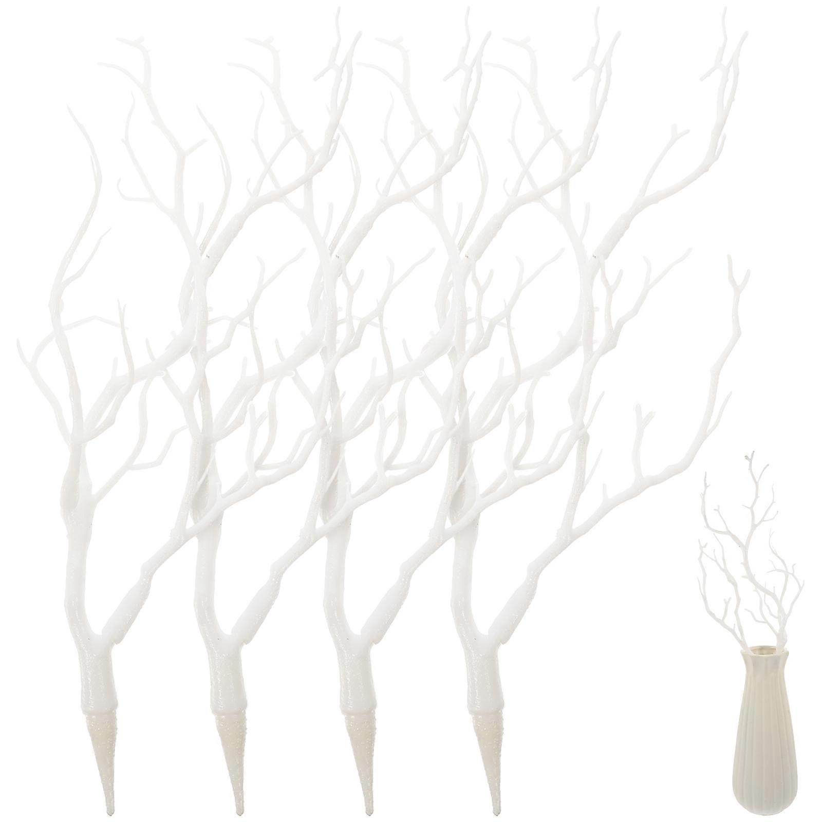 4pcs Artificial Plastic Stems Artificial Antler Dried Branches DIY Branches for Flower Arrangement