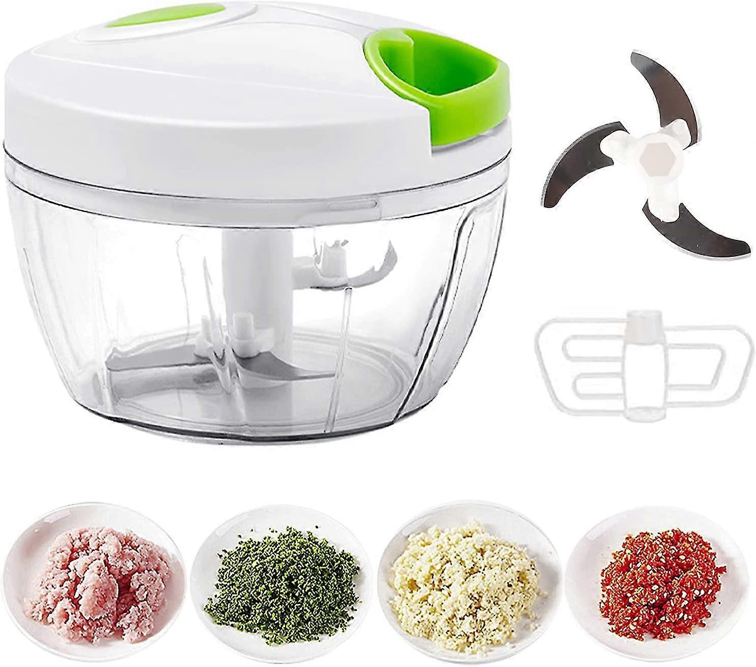 Manual Food Chopper, Compact And Powerful Hand Pulled Chopper Blender For Cutting Onions, Garlic, Vegetables, Fruits, Herbs For Salads, Salads, Pesto