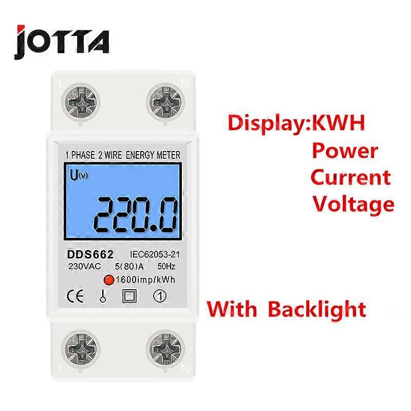Din Rail LCD Digital Backlight Single Phase Energy Meter Power Consumption Wattmeter Electronic AC 220V 80A