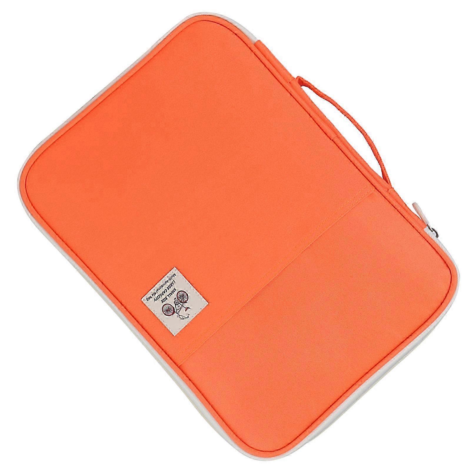 A4 Document Bag Portfolio Organizer Zip Case for Computer Notebook in Orange