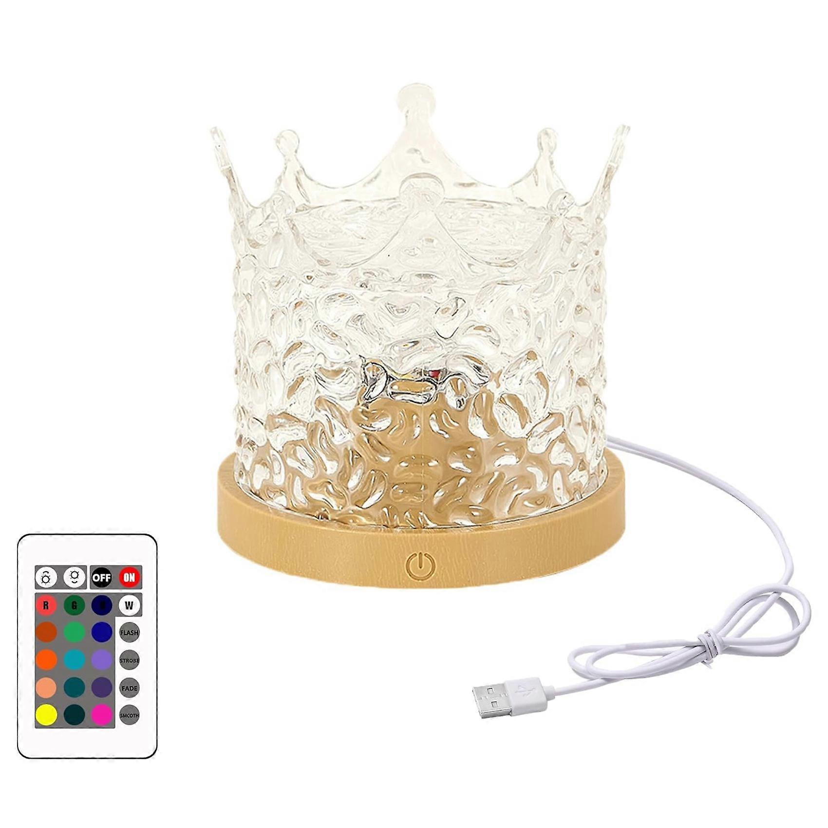 Northern Lights Projector Crown Light, 16 Colors Gradual Rotating Flame Water Lamp, Night Light with Remote Control